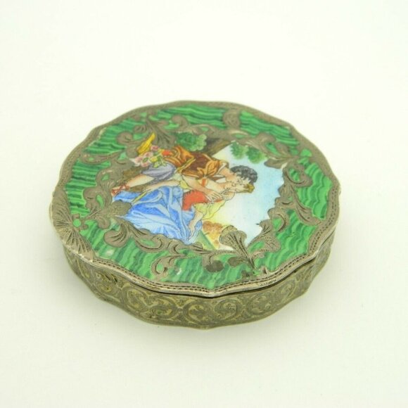 Antique Italian Miniature Enamel Courting Picnic - Picture 3 of 6